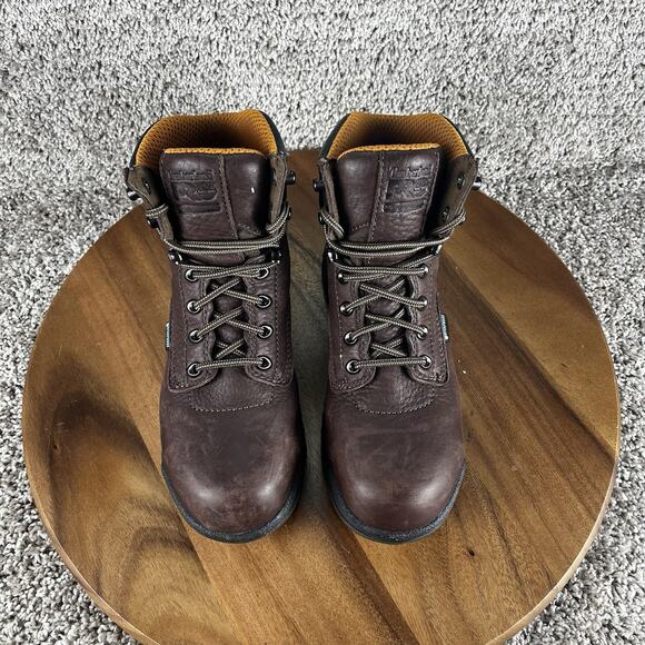 Timberland Pro 358 Titan WOMENS 7.5 M Brown Leather Lace Up Comp Toe Work Boots - Picture 4 of 11